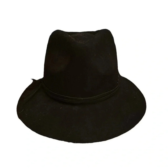 Women’s Black Felted Wool Fedora Hat - Picture 3 of 6